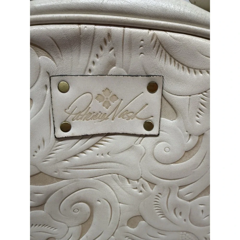 Patricia Nash FIORA Dome Satchel PURSE in IVORY TOOLED & FREE WALLET NWOT!
